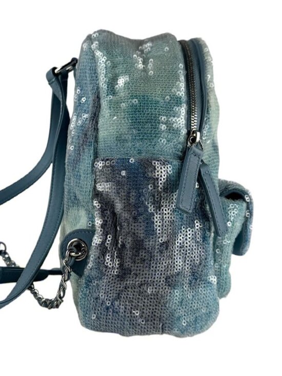 CHANEL Backpack Blue/Silver Sequin/Leather/Metal - main image 13